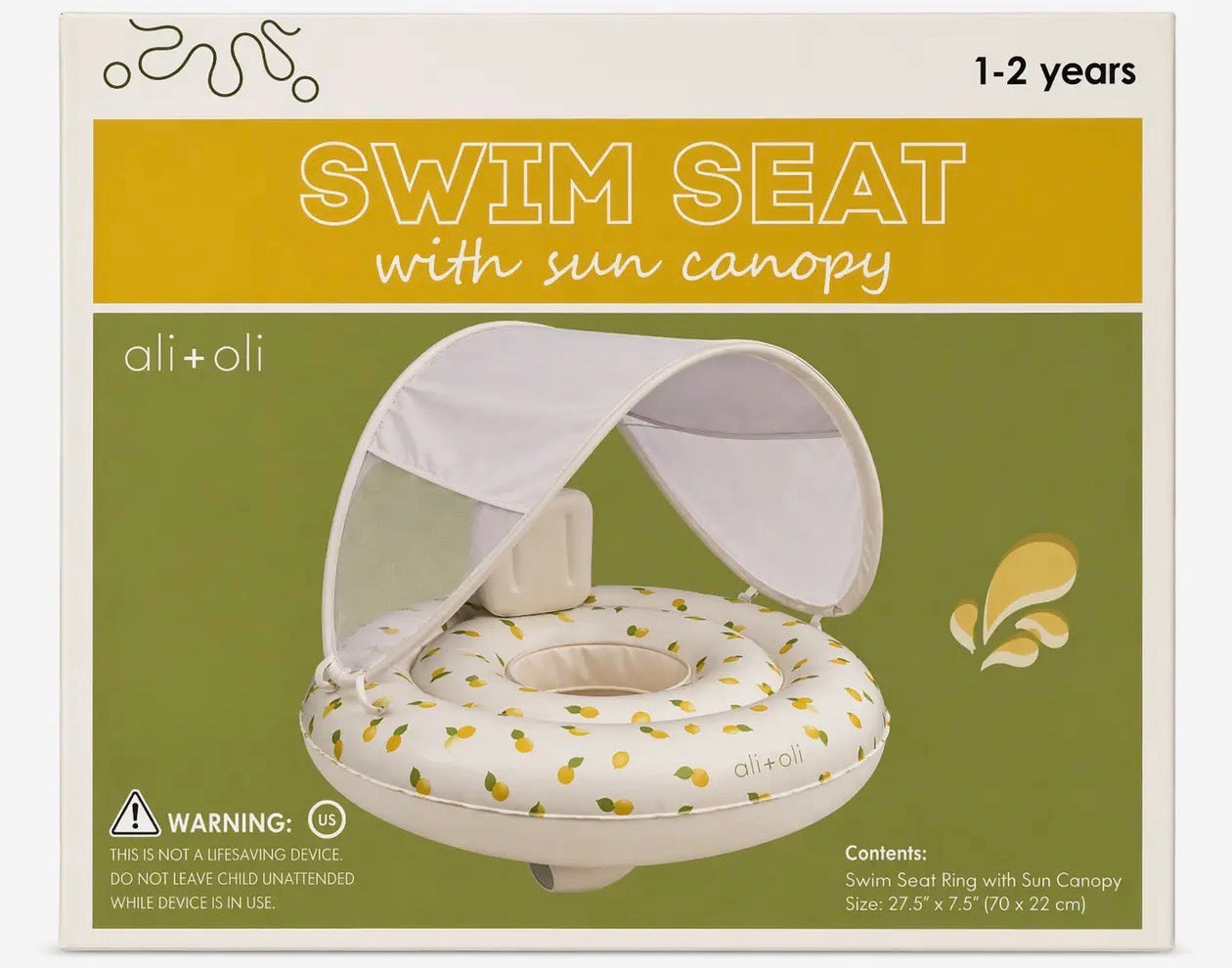 Ali+Oli Baby Swim Seat with Sun Canopy (Lemons)