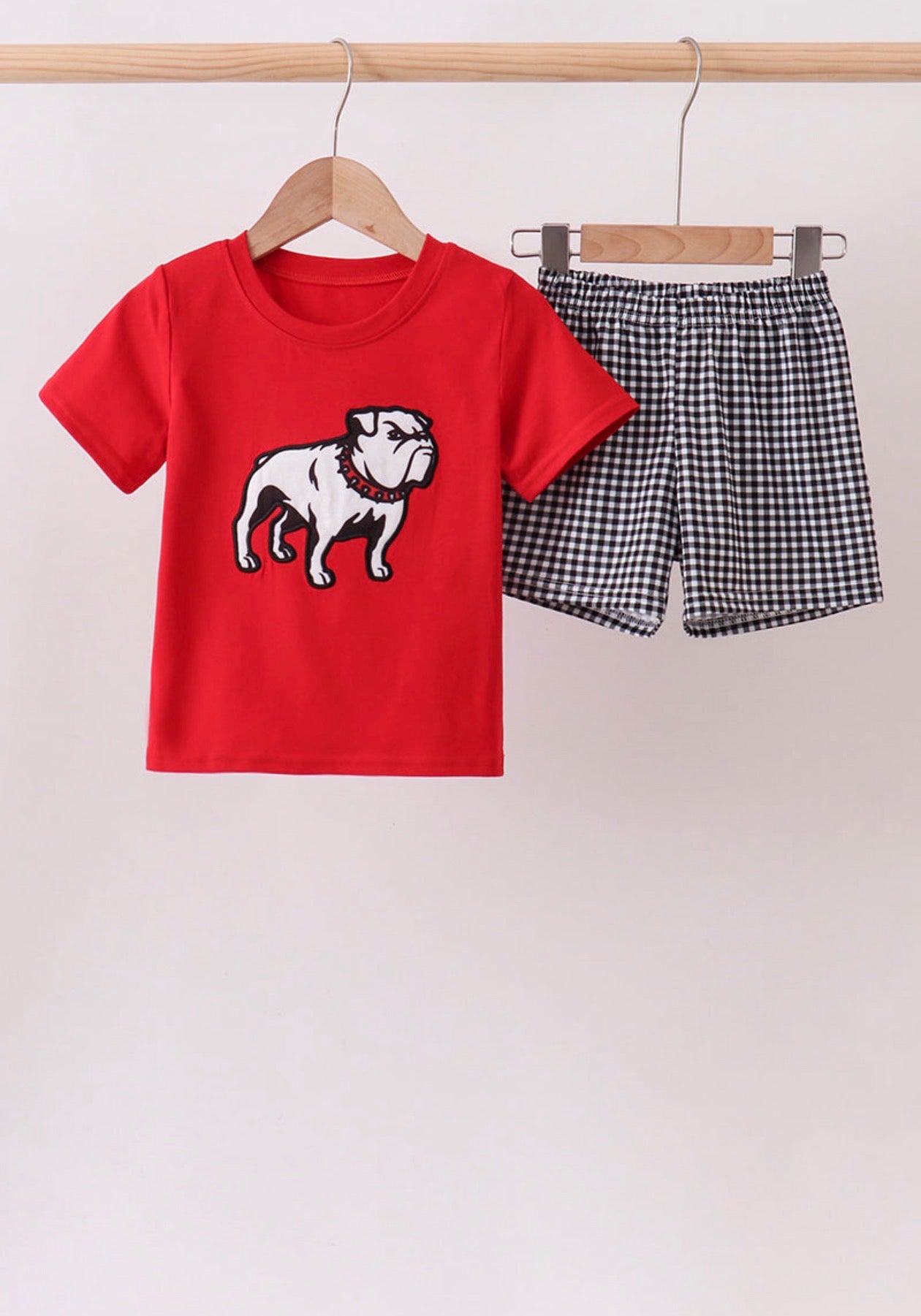 Red Ga Bulldog gingham set