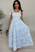 Sky Blue Floral Smocked Tiered
Maxi Dress