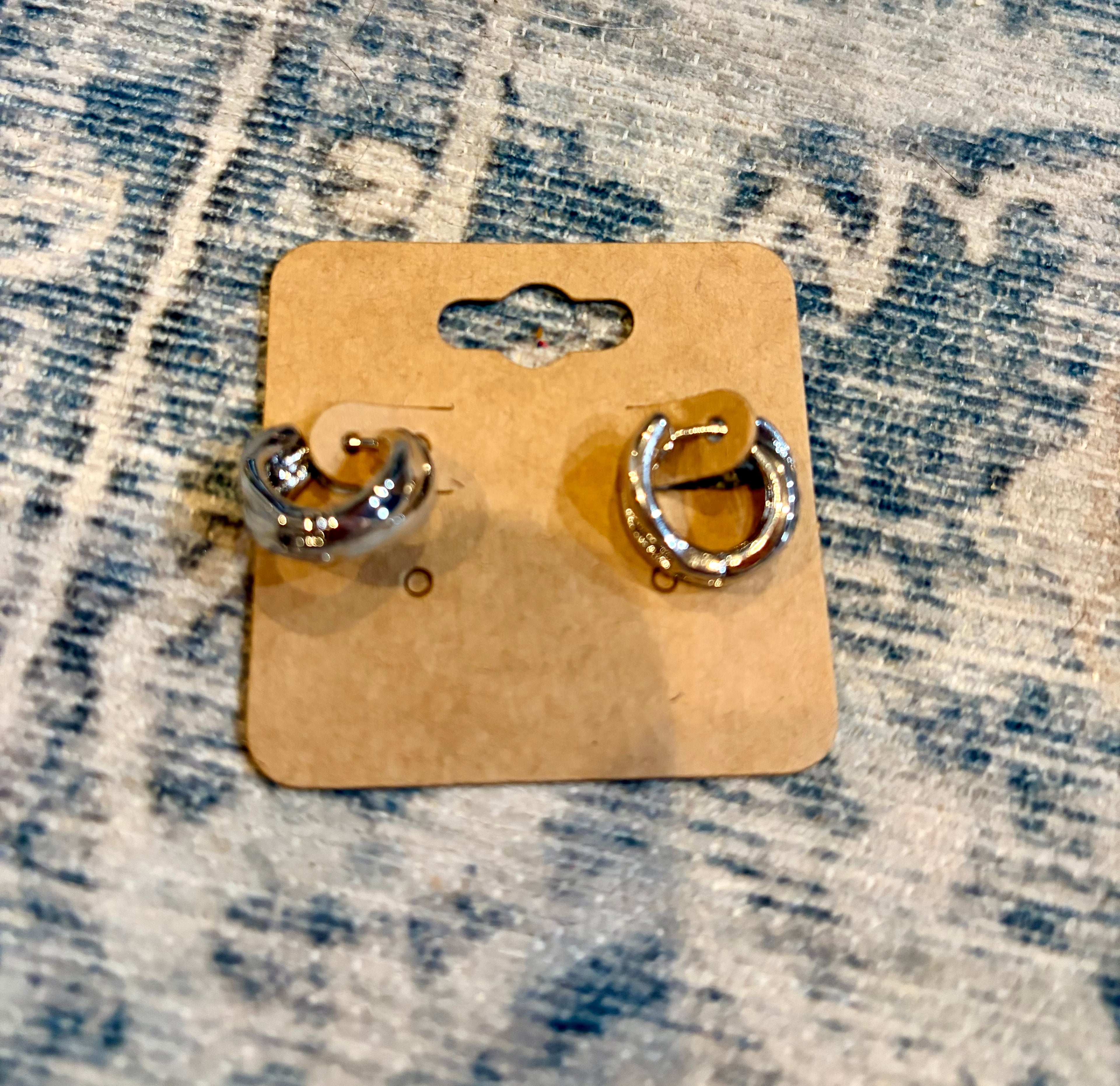 Twisted Small Silver Hoops
