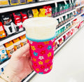 Iced Coffee Sleeve, Bright Pink Floral