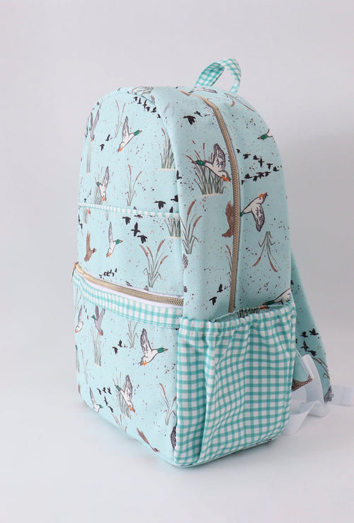 Blue Gingham Duck Backpack