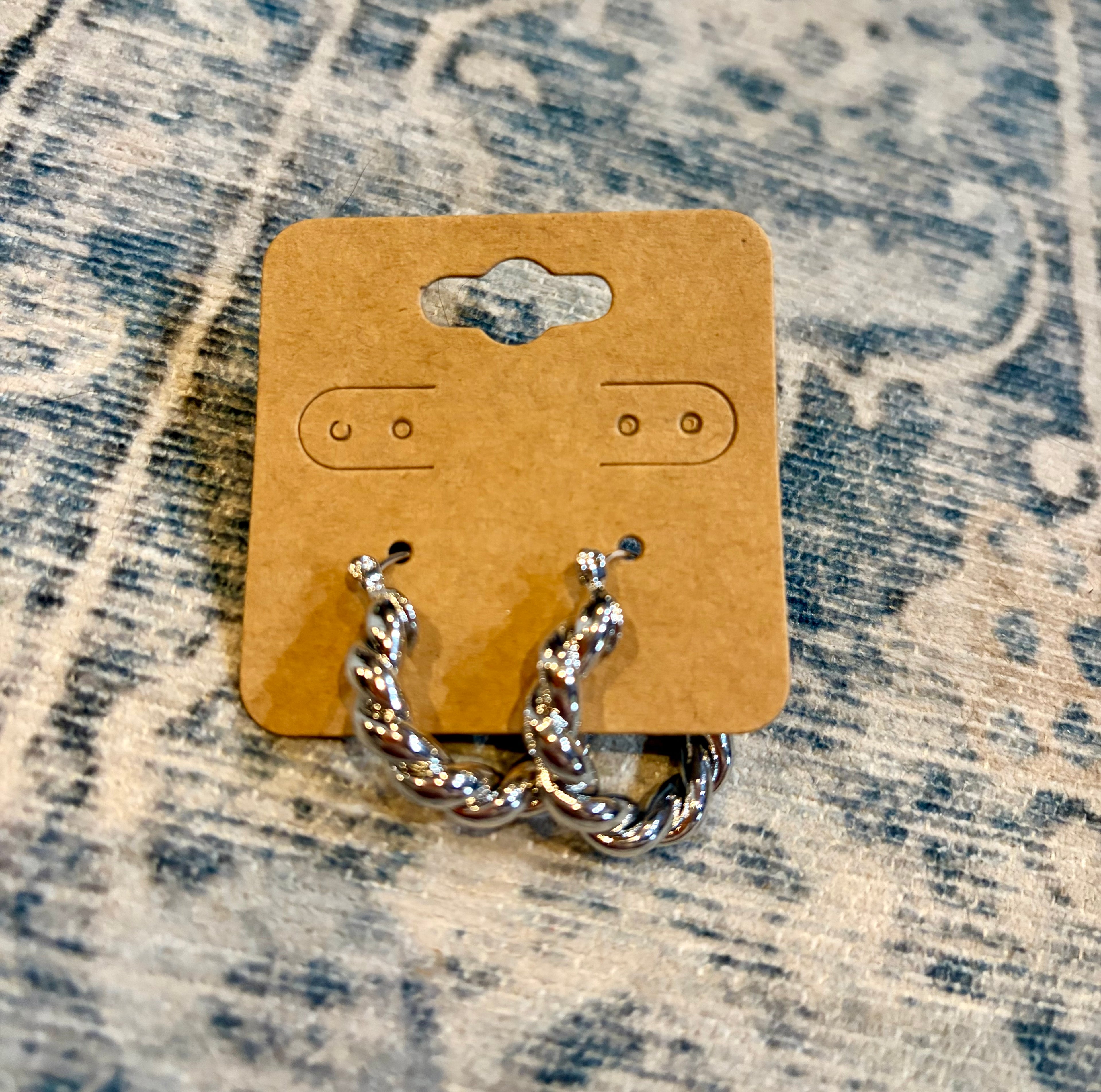Silver twirl Hoops