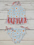 Daisy printed girls two-piece swim set