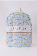 Hunting Dog with Tan Gingham Backpacks