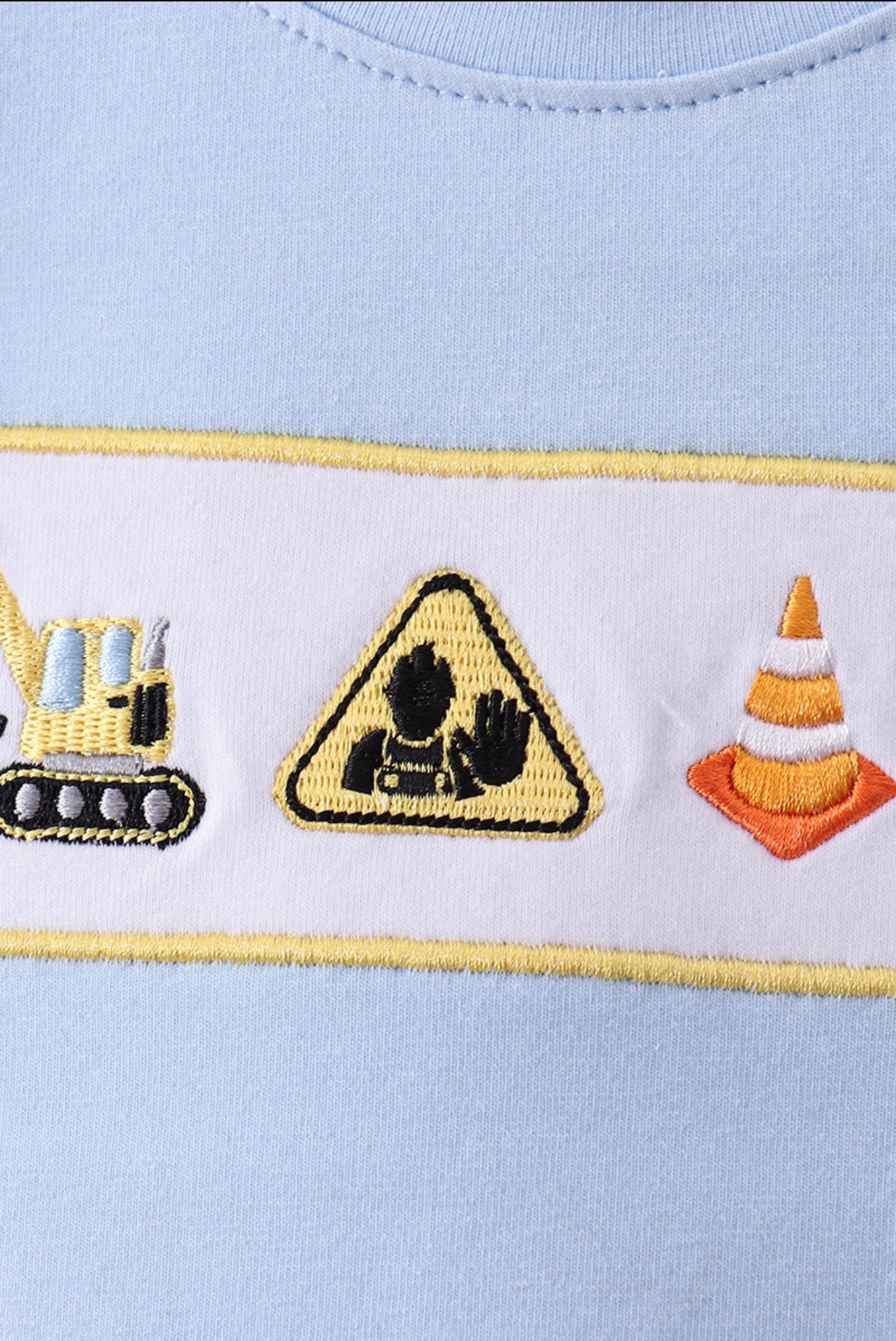 Construction embroidered Top