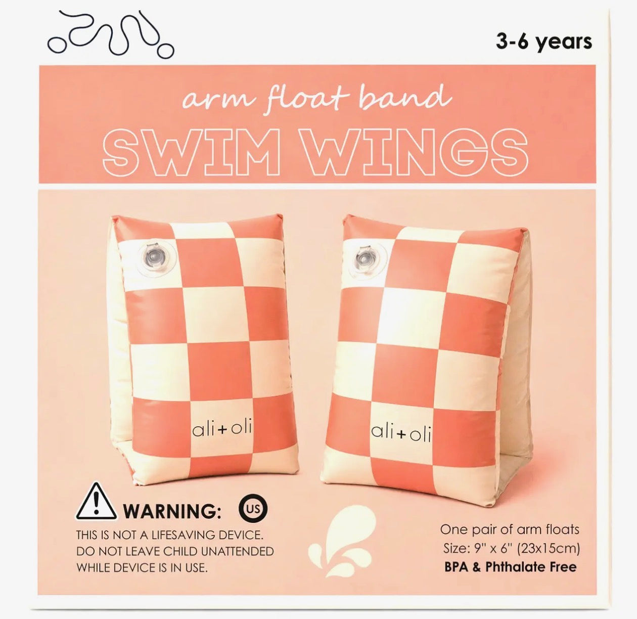 Ali+Oli Inflatable Arm Band Swim Wings For Kids (pink)