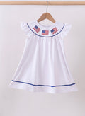 White flag smocked dress