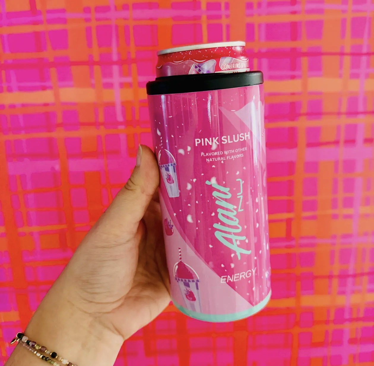 Slim Can Cooler, Pink Energy Drink