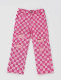Hot Pink checkered Jeans