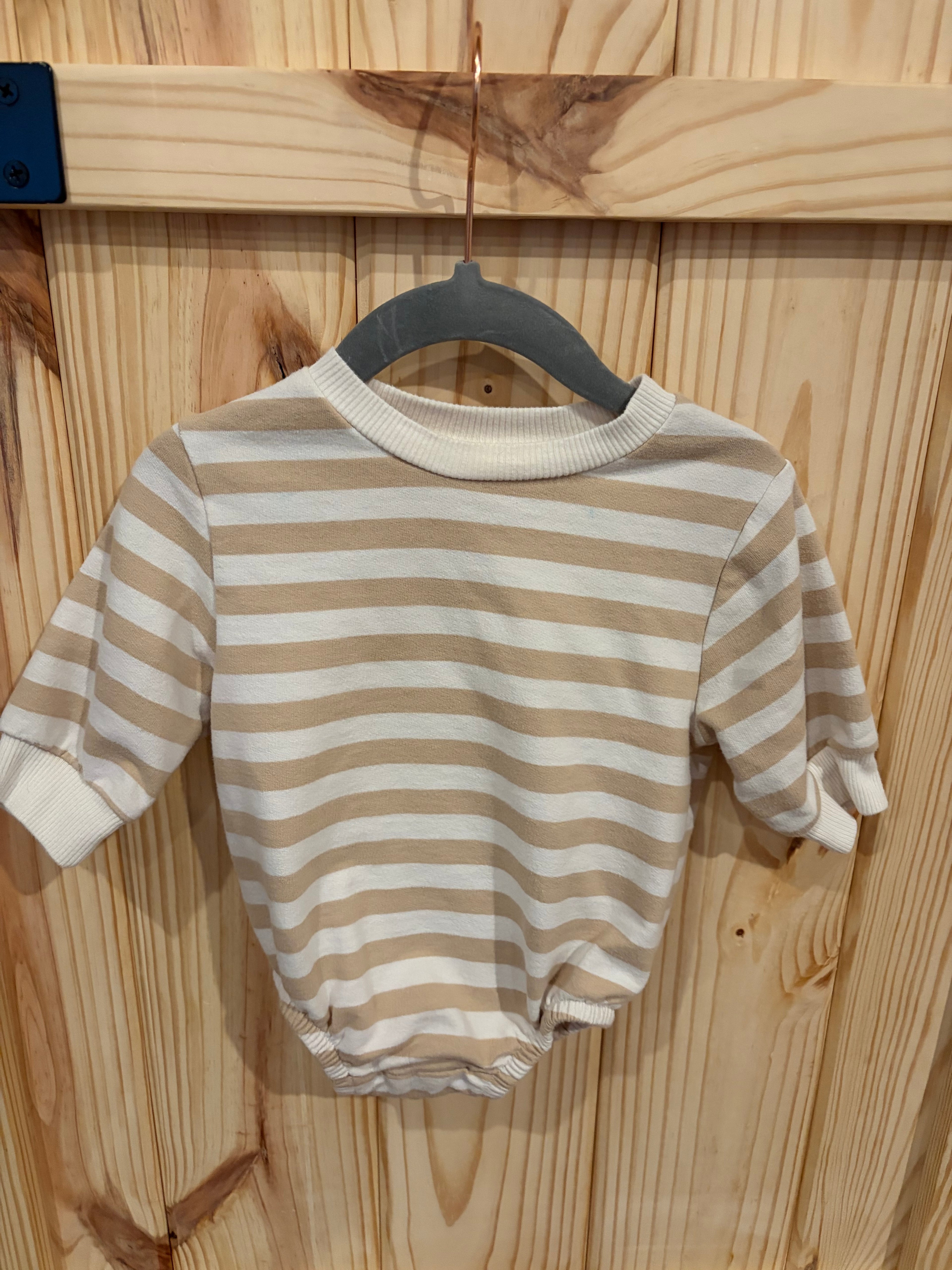Tan & White Striped Onesie