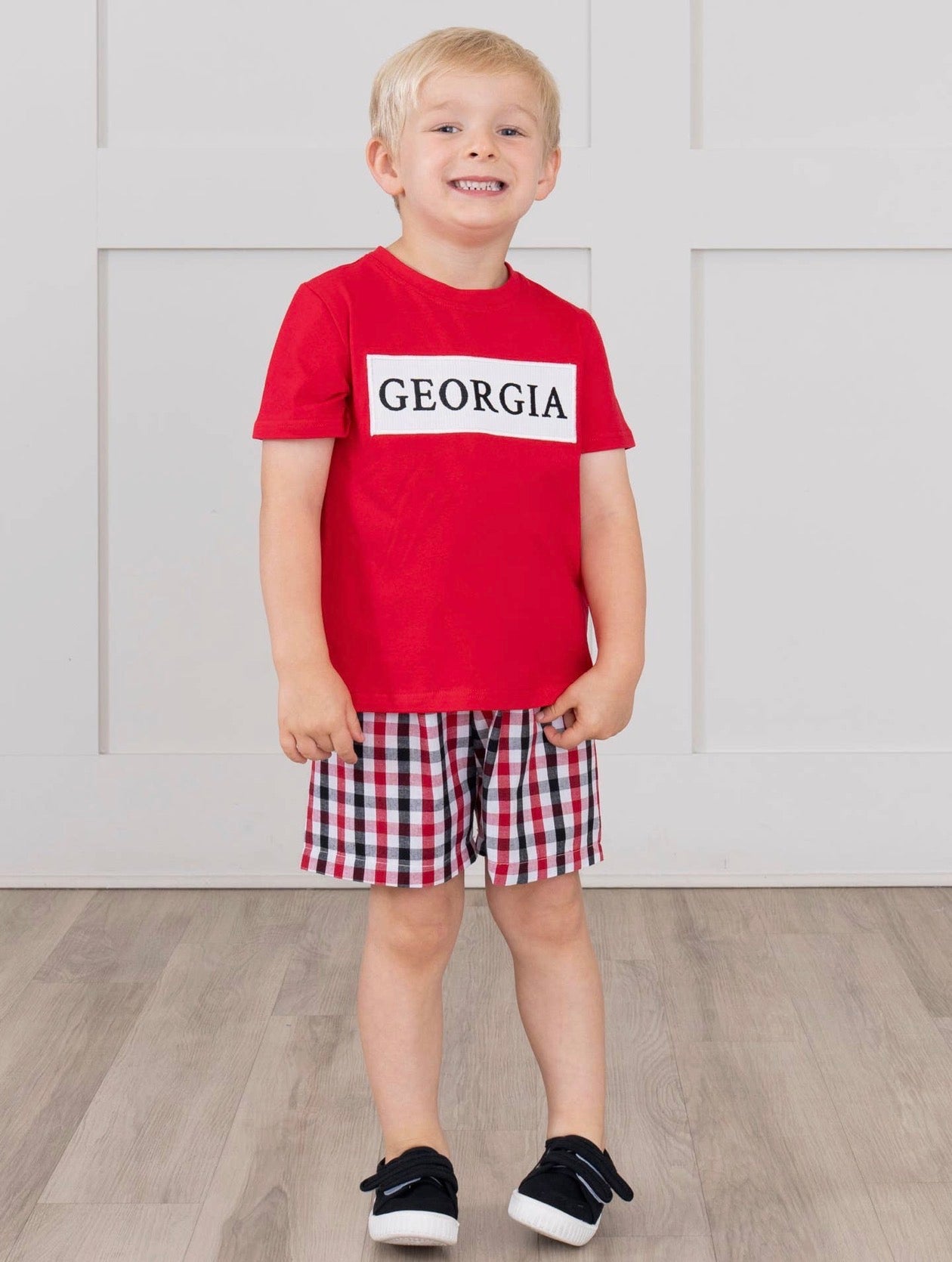 Ga Smocked Gingham Outfit