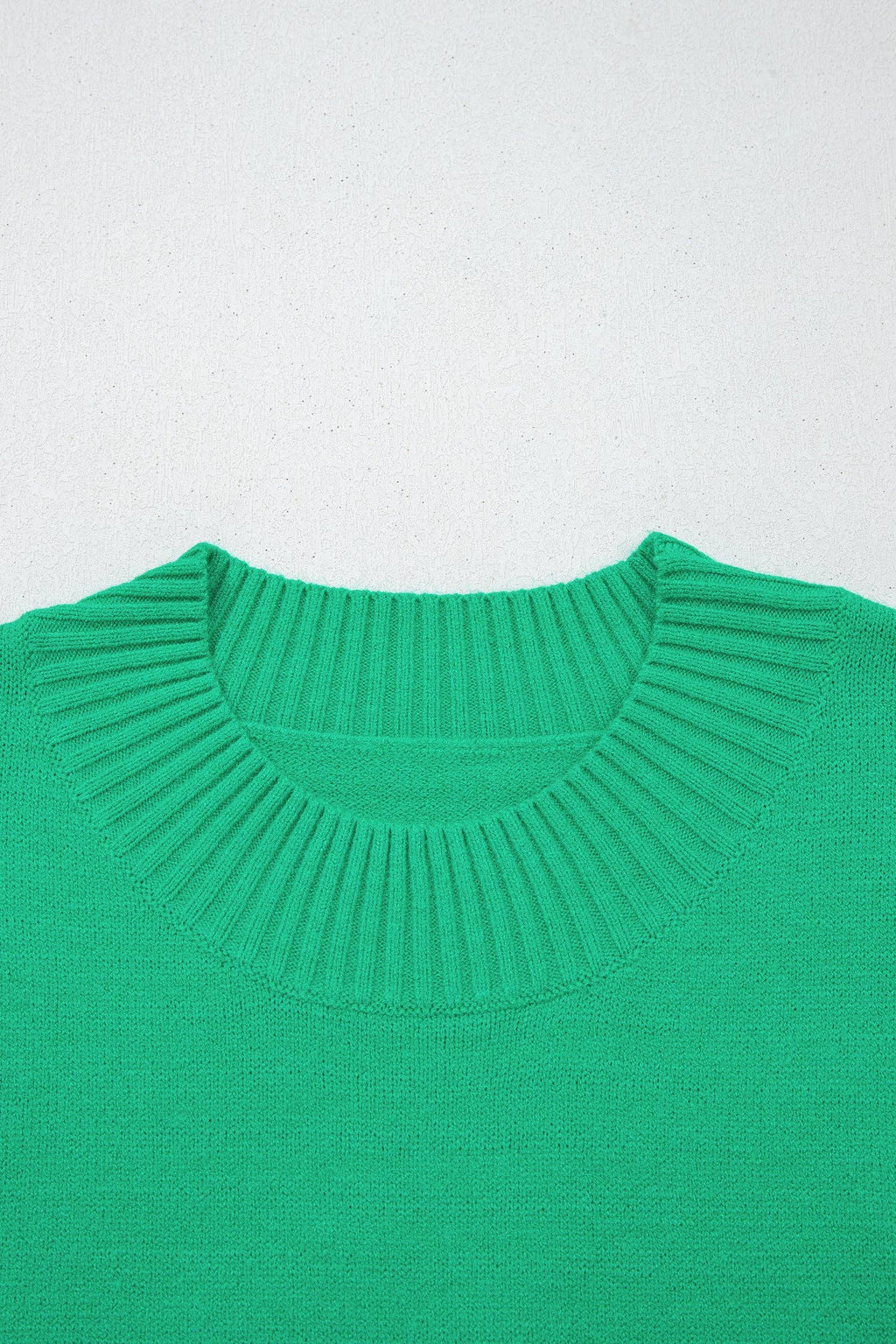 LALALOO Solid Ribbed Ruffle Short Sleeve Sweater