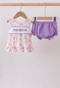 Purple Rose Bow Smocked Bloomer Set