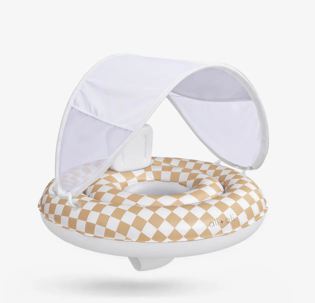 Ali+Oli Baby Swim Seat with Sun Canopy (Tan Checkers)