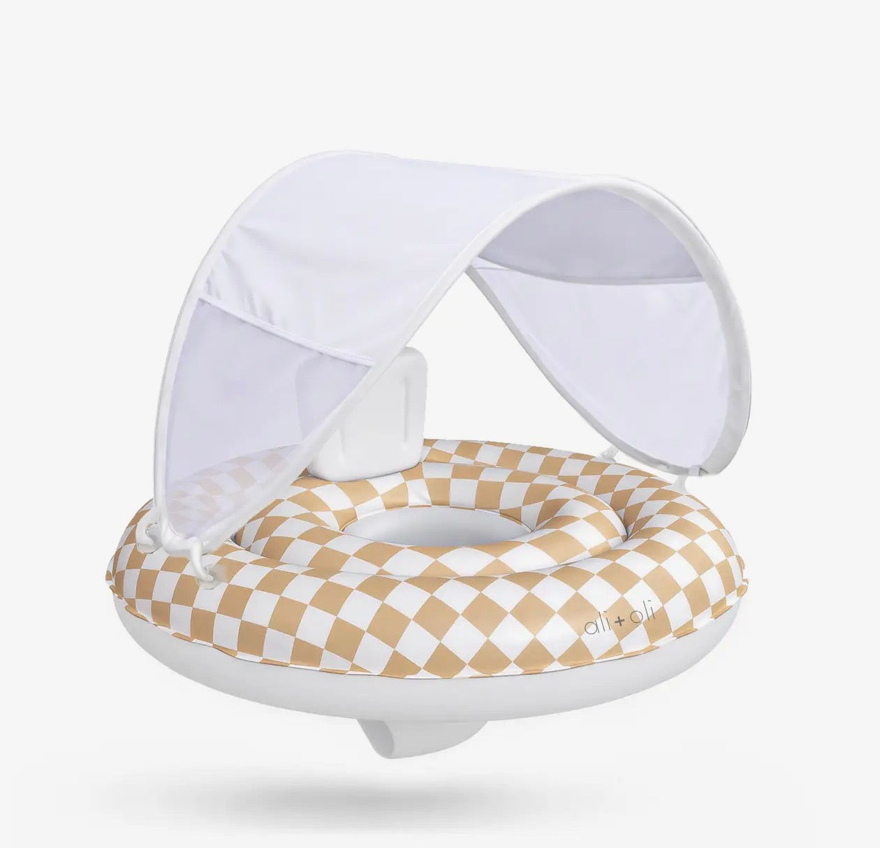 Ali+Oli Baby Swim Seat with Sun Canopy (Tan Checkers)
