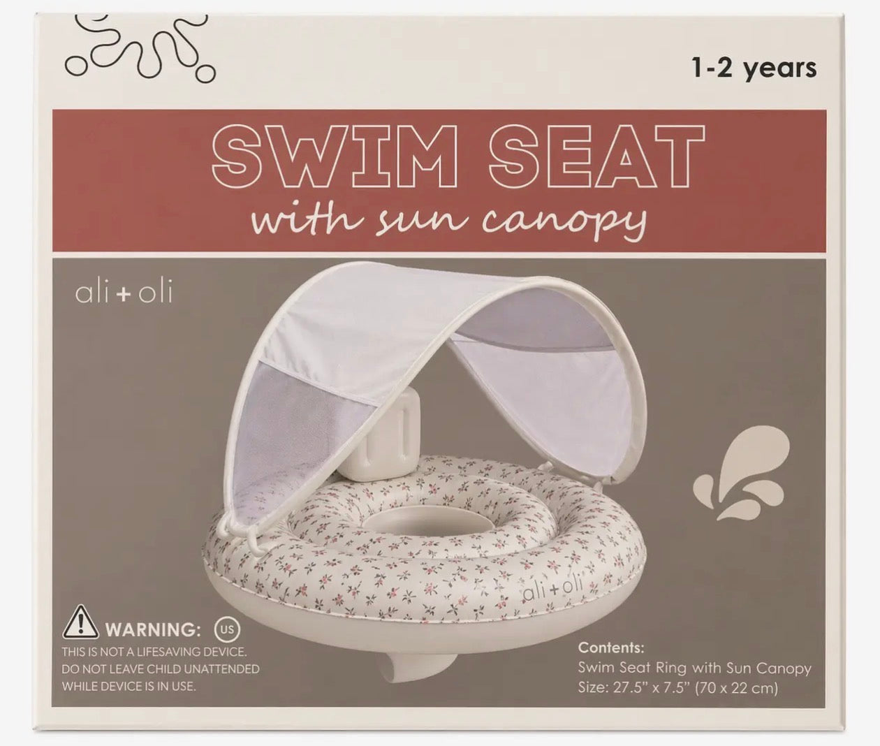 Ali+Oli Baby Swim Seat with Sun Canopy (Flowers)