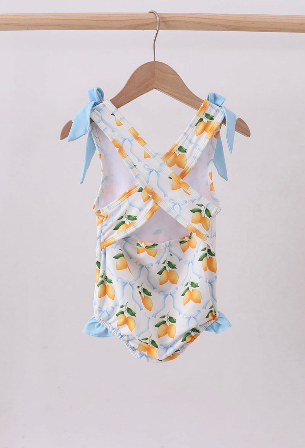 Blue bow lemon one piece swimsuit