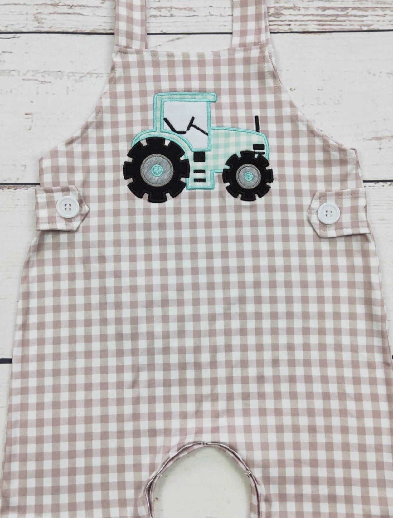 Tractor Gingham Romper