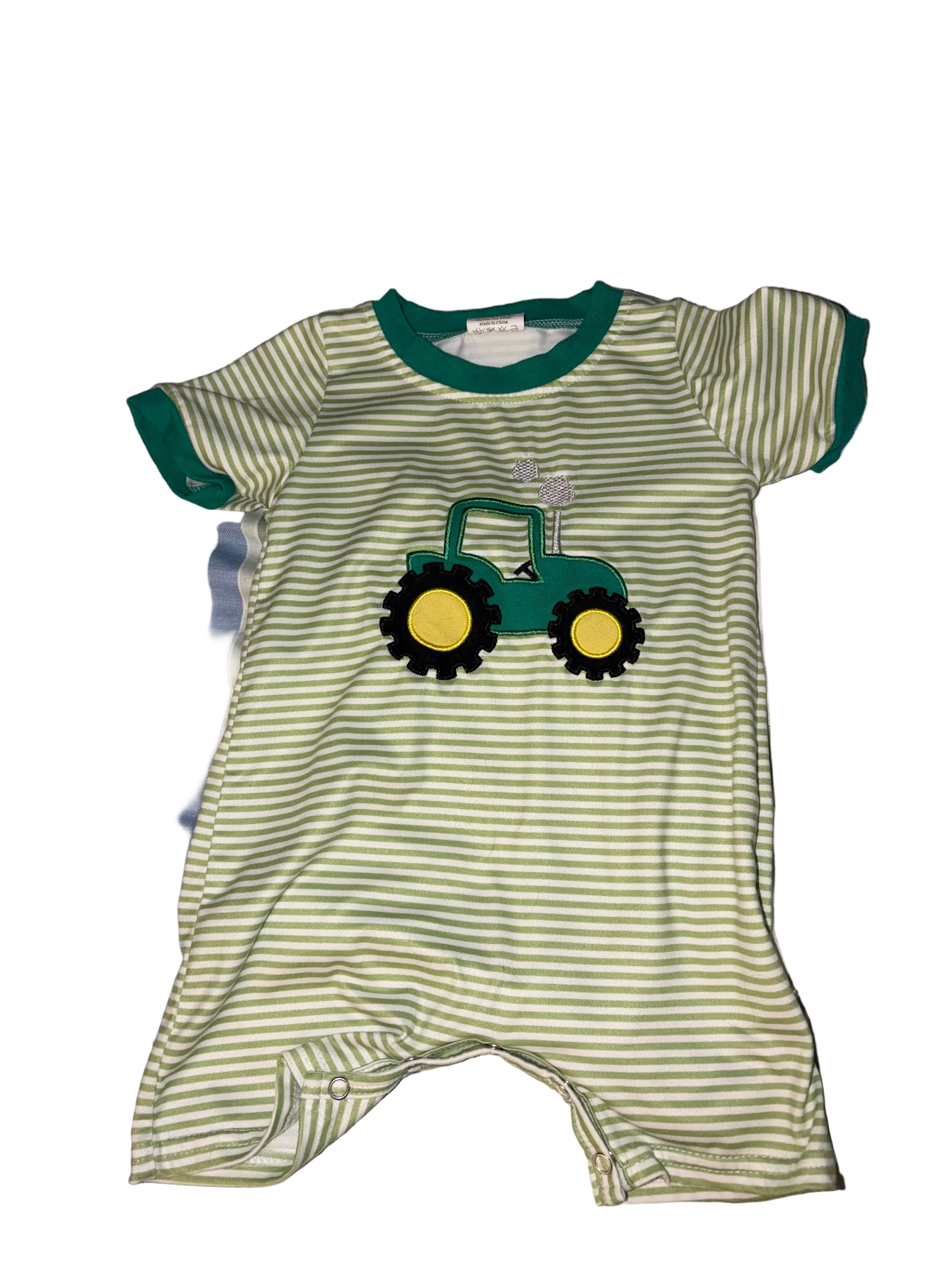 Green Tractor Romper