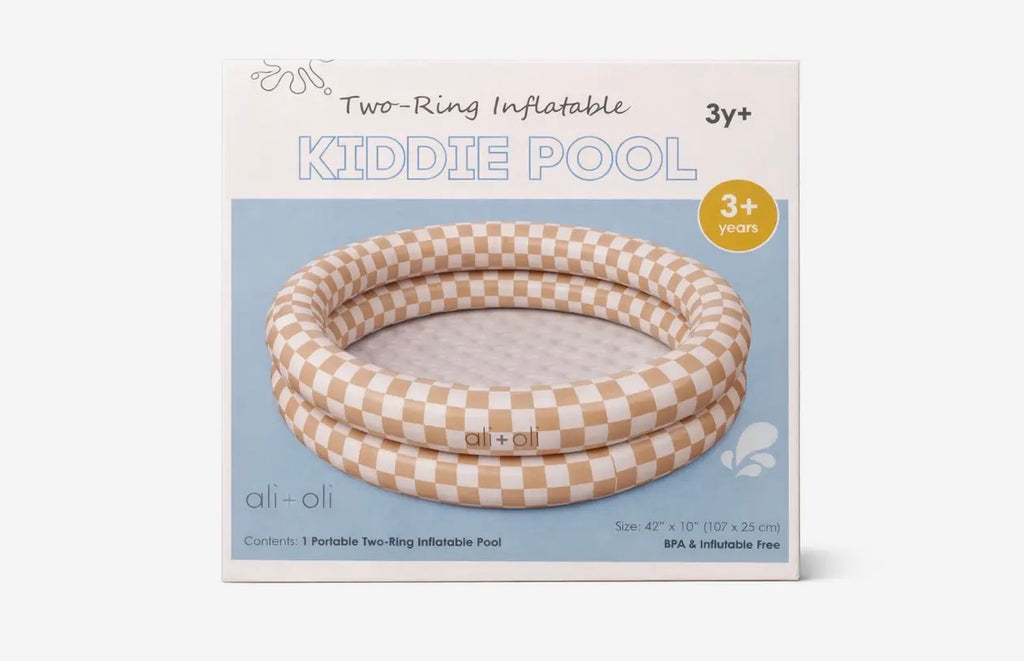 Ali+Oli Two-Ring Inflatable Kiddie Pool (Tan Checkers)