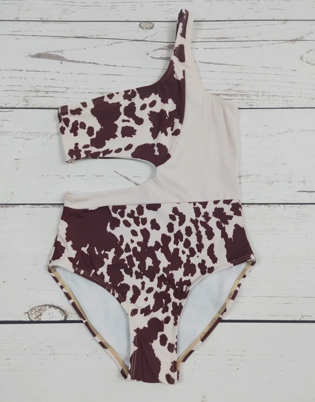 Cow Print One Piece Bathing Suit