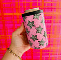12 oz Can Cooler, Cheetah Stars On Pink