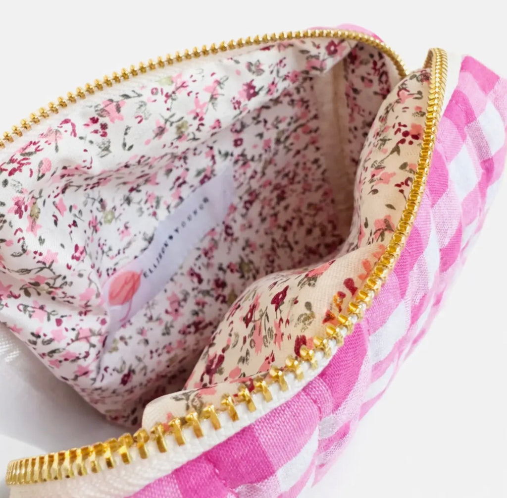 Everyday Color Gingham Cosmetic Bag-Lightweight Travel Pouch