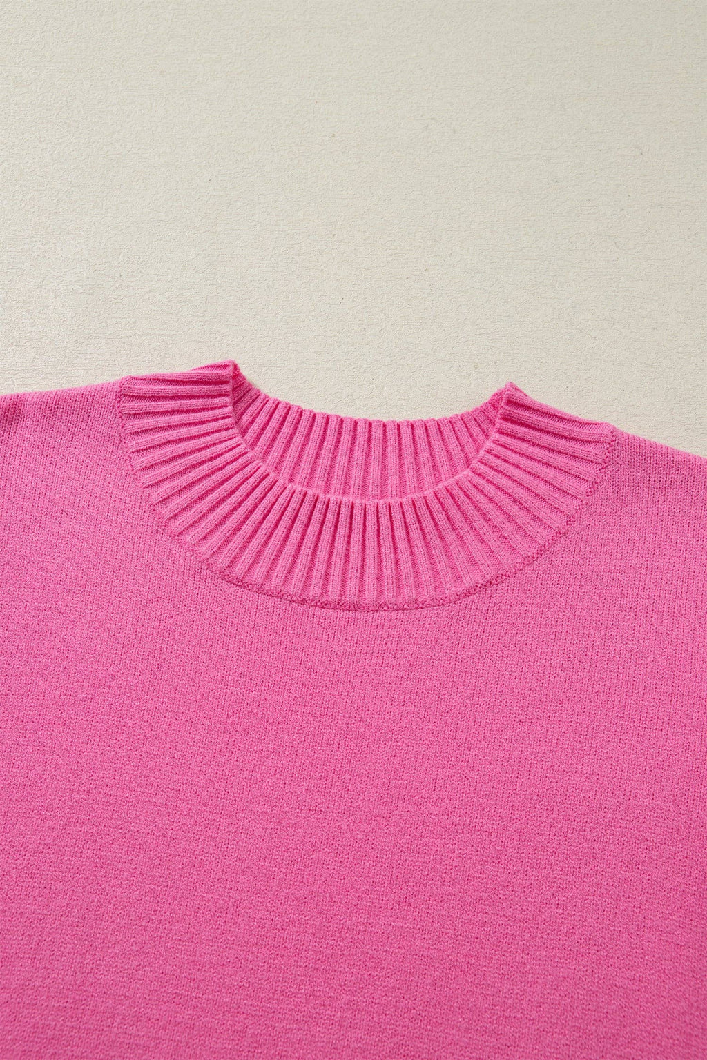 LALALOO Solid Ribbed Ruffle Short Sleeve Sweater