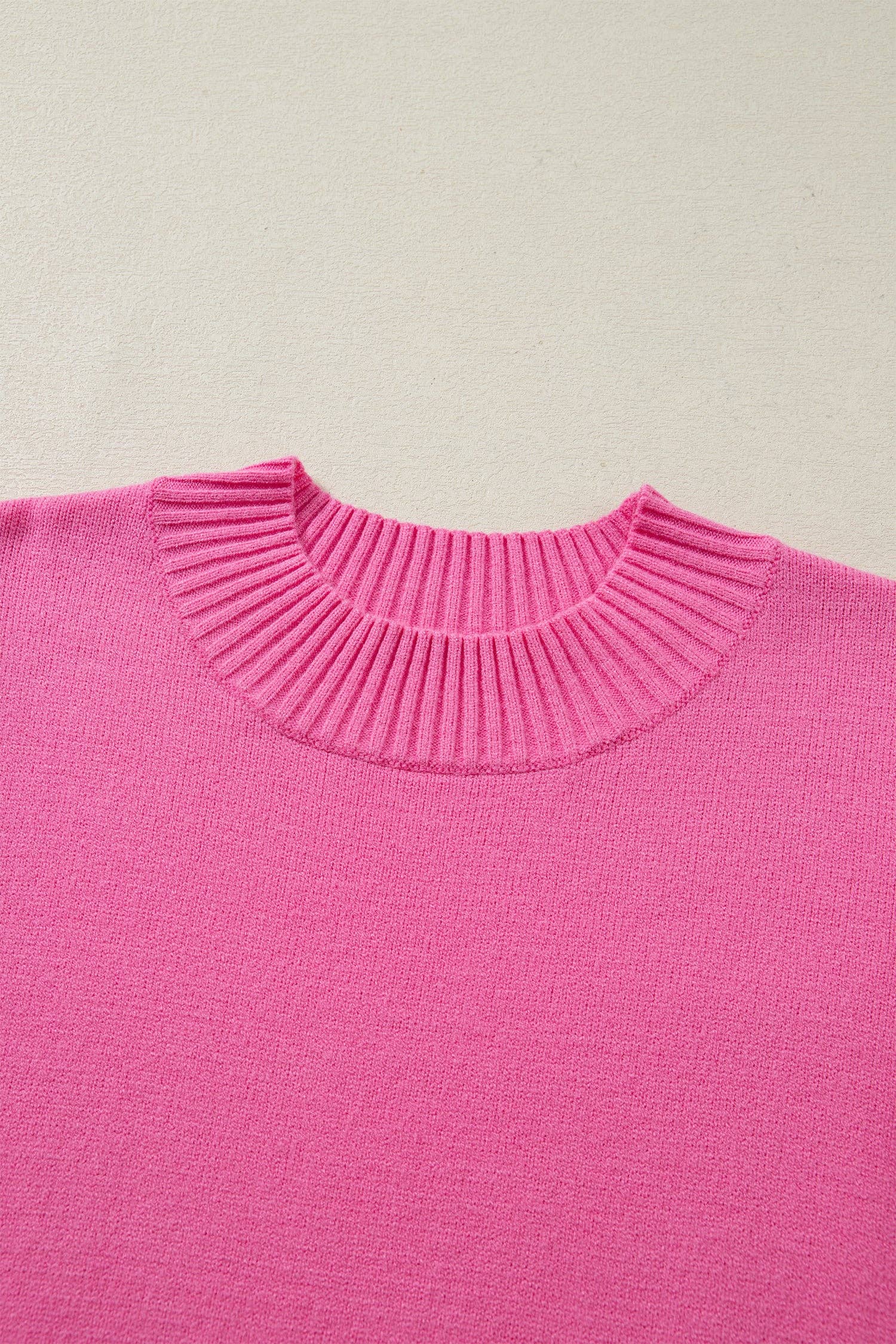 LALALOO Solid Ribbed Ruffle Short Sleeve Sweater