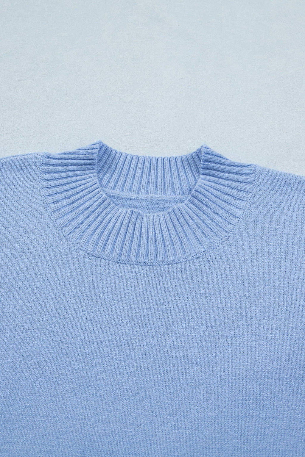LALALOO Solid Ribbed Ruffle Short Sleeve Sweater